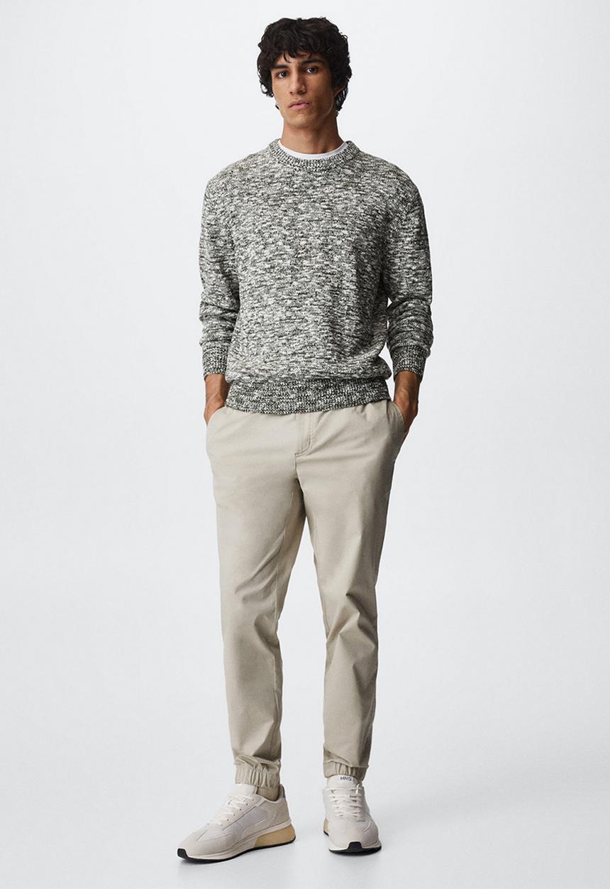 MANGO - Trousers cuffed gunma - lt green