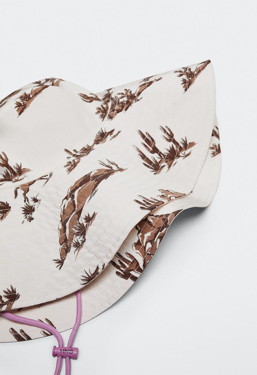 MANGO - Bucket print hat - ecru