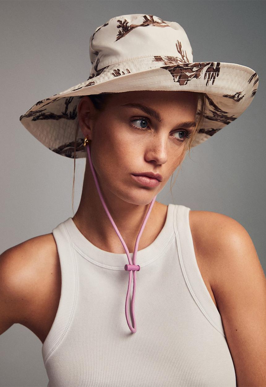 MANGO - Bucket print hat - ecru