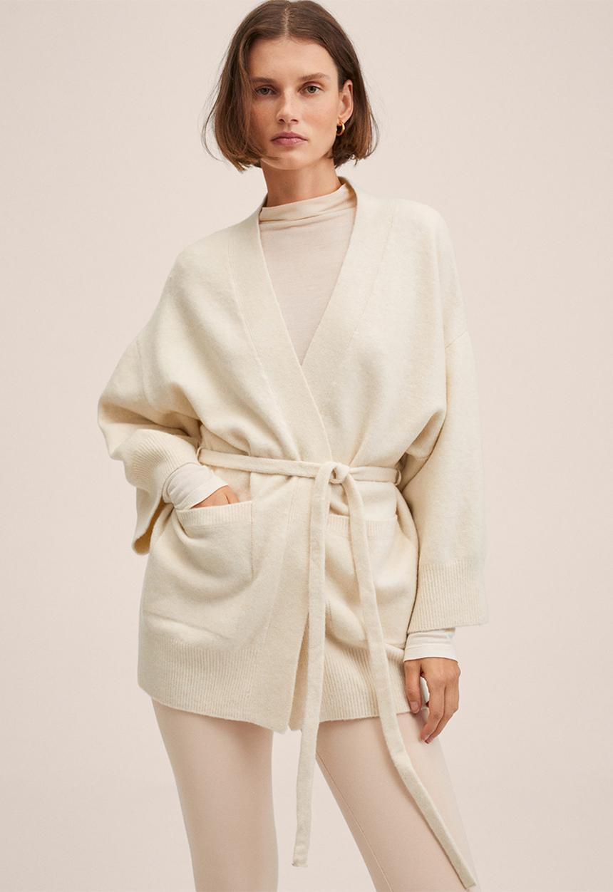 MANGO - Cardigan . spagheti - light beige