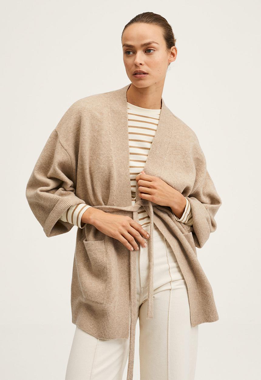 MANGO - Cardigan . spagheti - medium brown