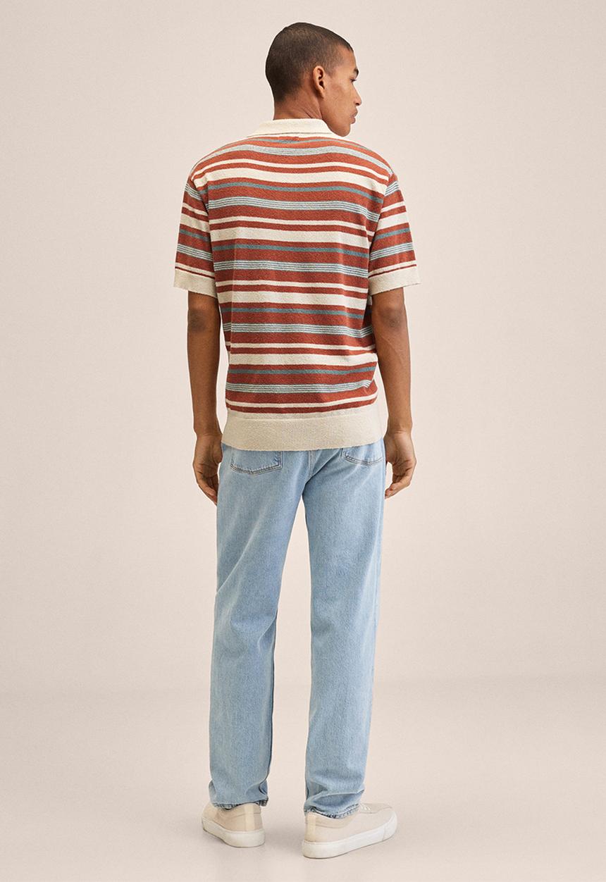 MANGO - Cruz textured striped golfer - orange