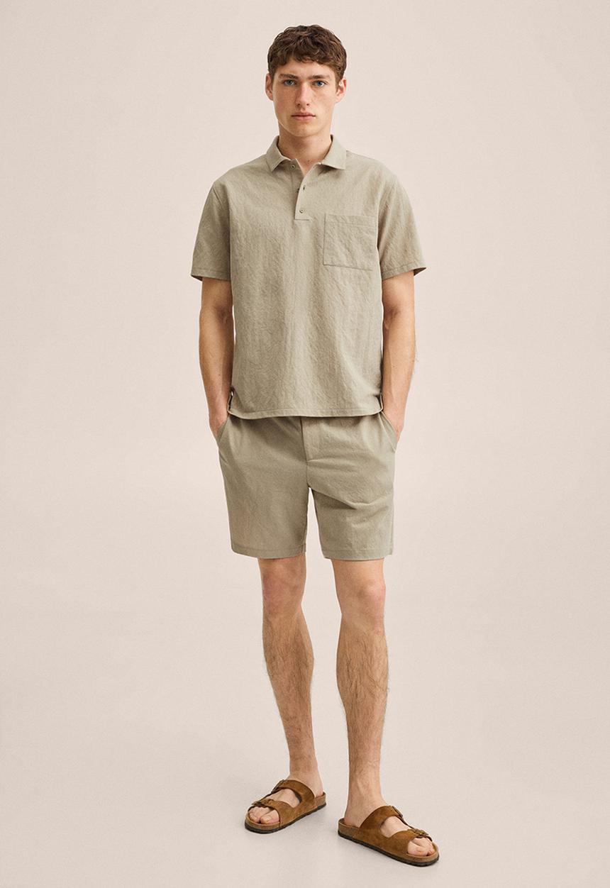 MANGO - Mariano lightweight cotton golfer  - natural