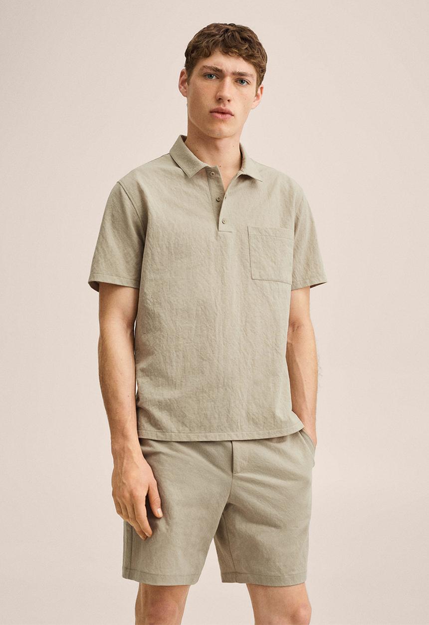 MANGO - Mariano lightweight cotton golfer  - natural