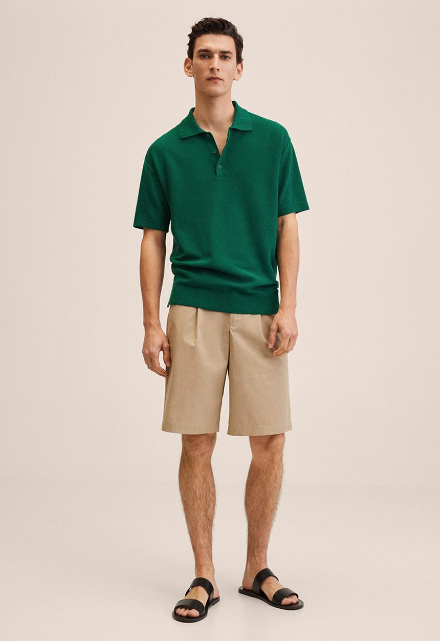 MANGO - Hierro cotton knitted golfer  - green