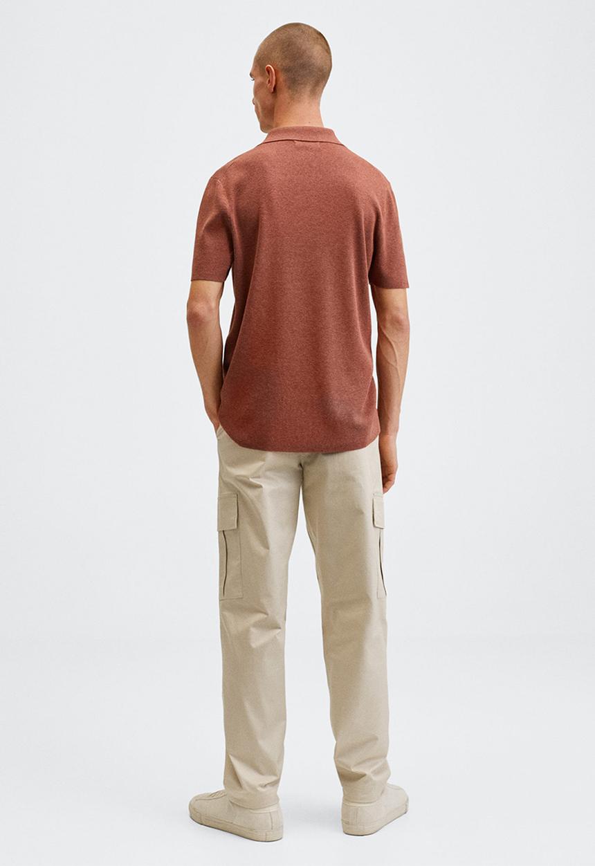 MANGO - Polo shirt lino - burgundy