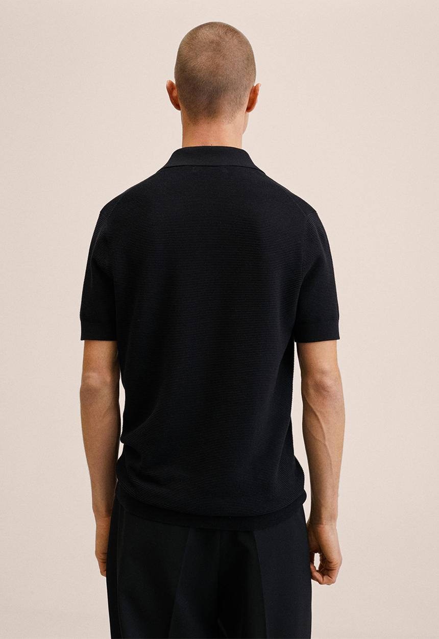 MANGO - Charles knitted zip golfer  - black