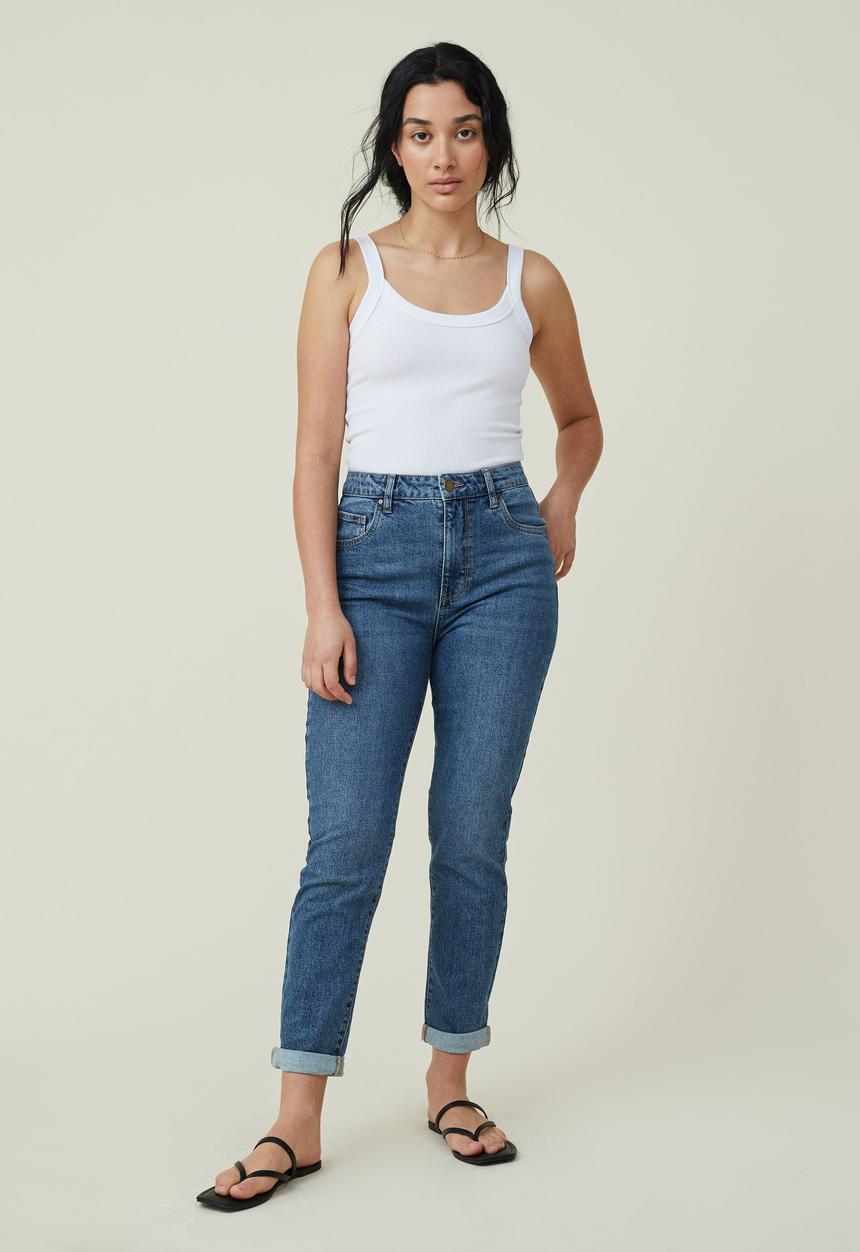 Cotton On - Stretch mom jean - arctic blue