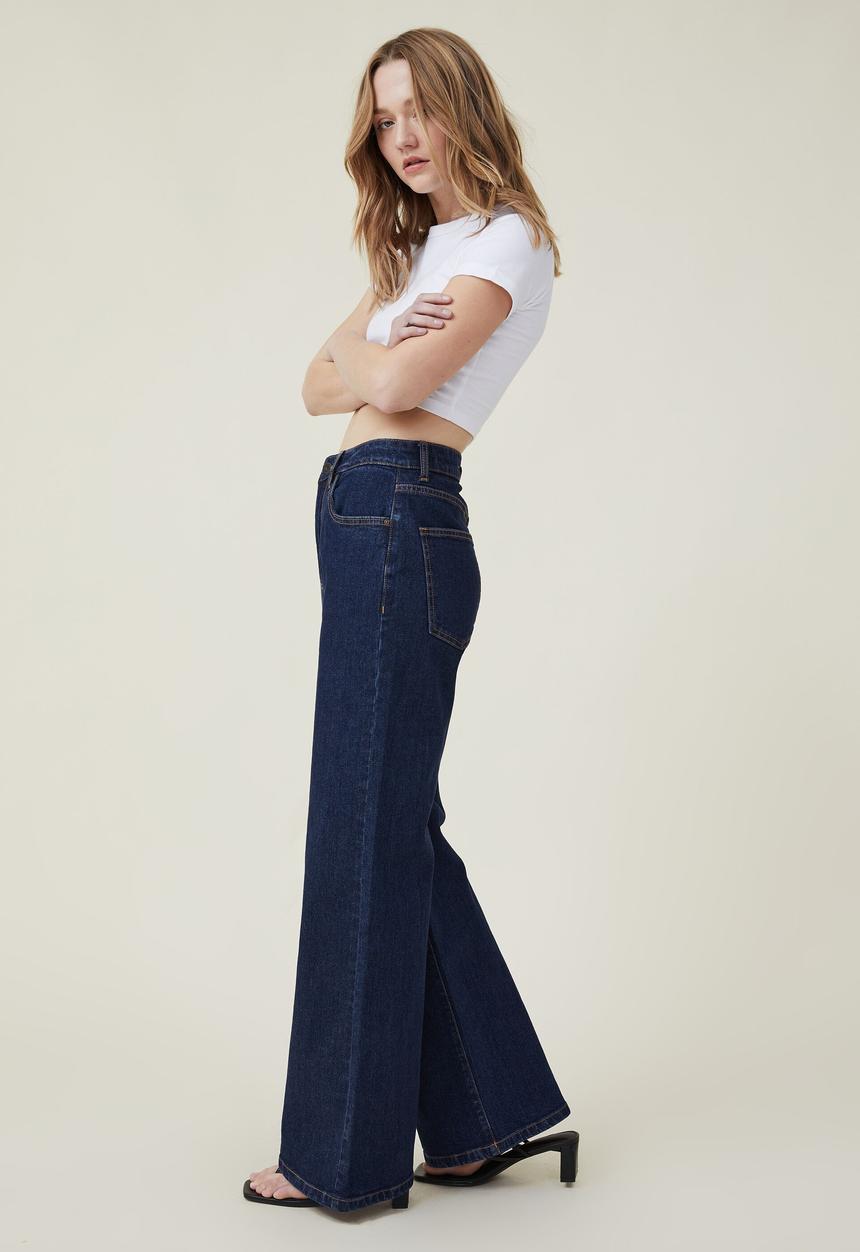 Cotton On - Stretch wide leg jean - rinse blue