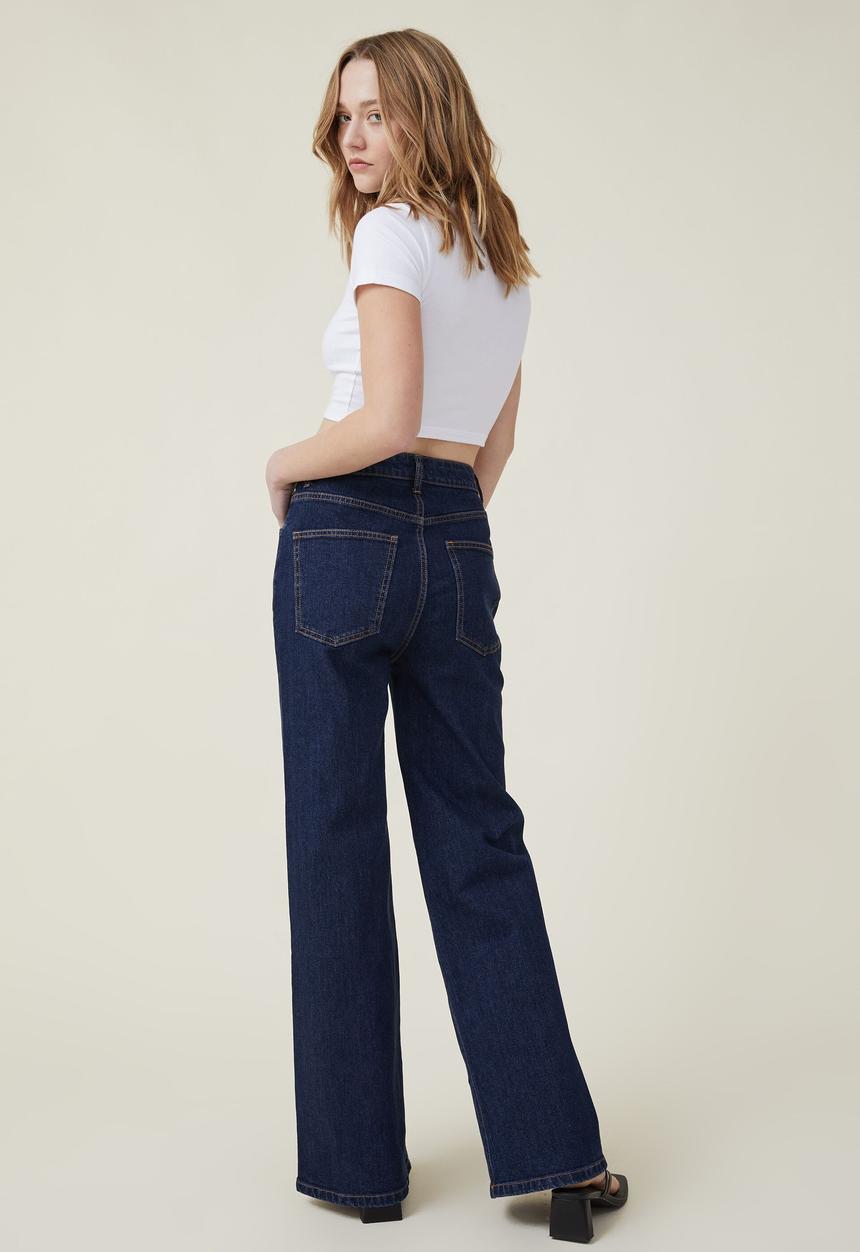 Cotton On - Stretch wide leg jean - rinse blue