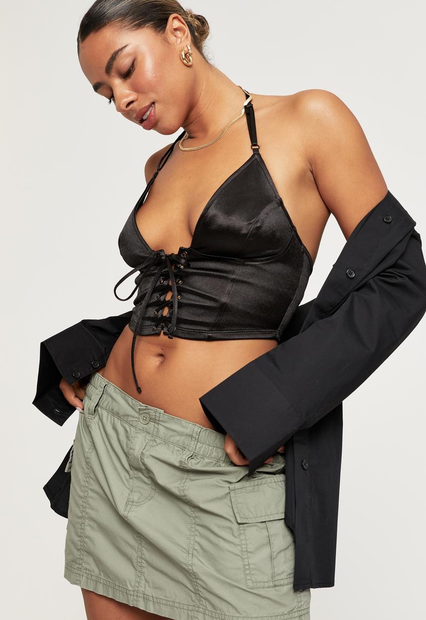 Supré  - Lyra lace up corset - black