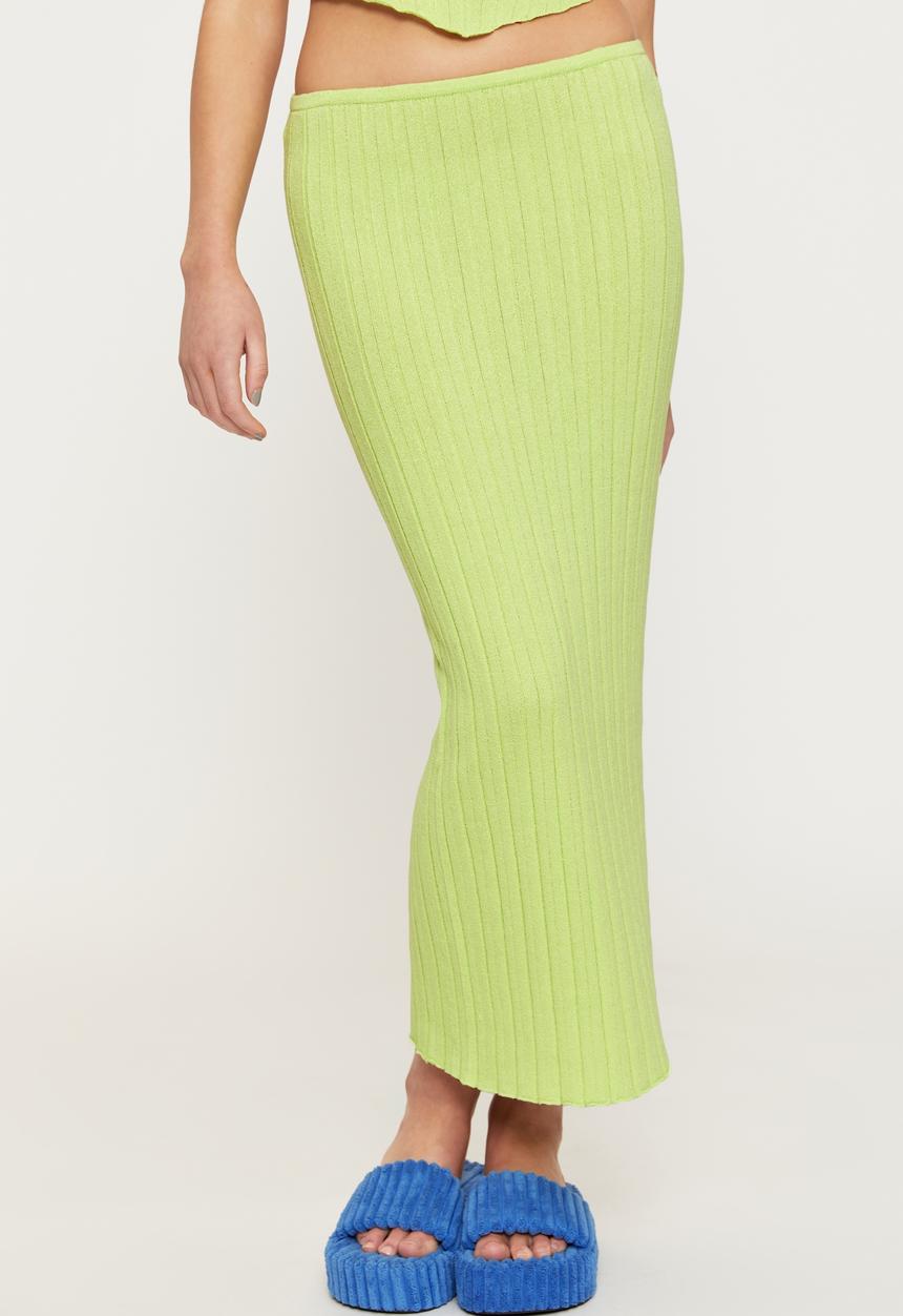 Supré  - Reese low rise knit maxi skirt - lemon lime