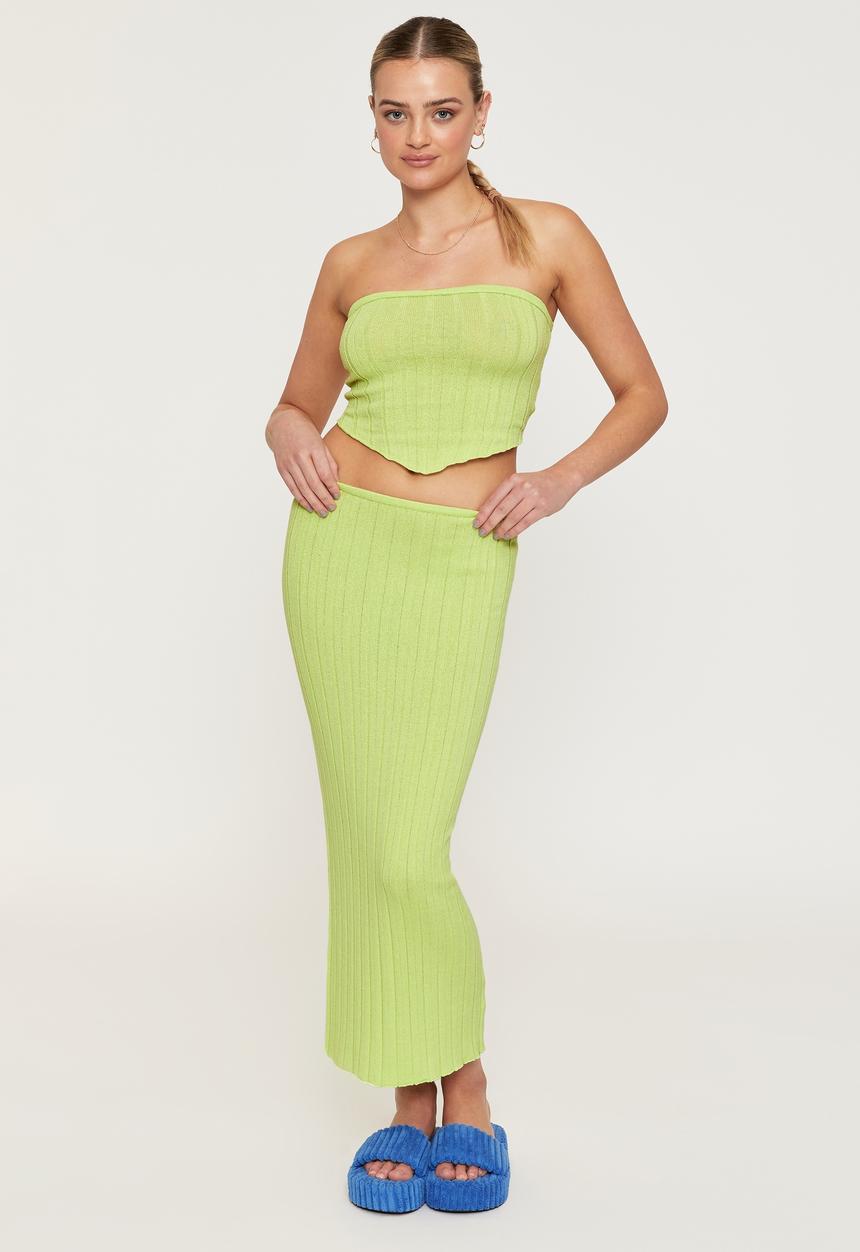 Supré  - Reese low rise knit maxi skirt - lemon lime