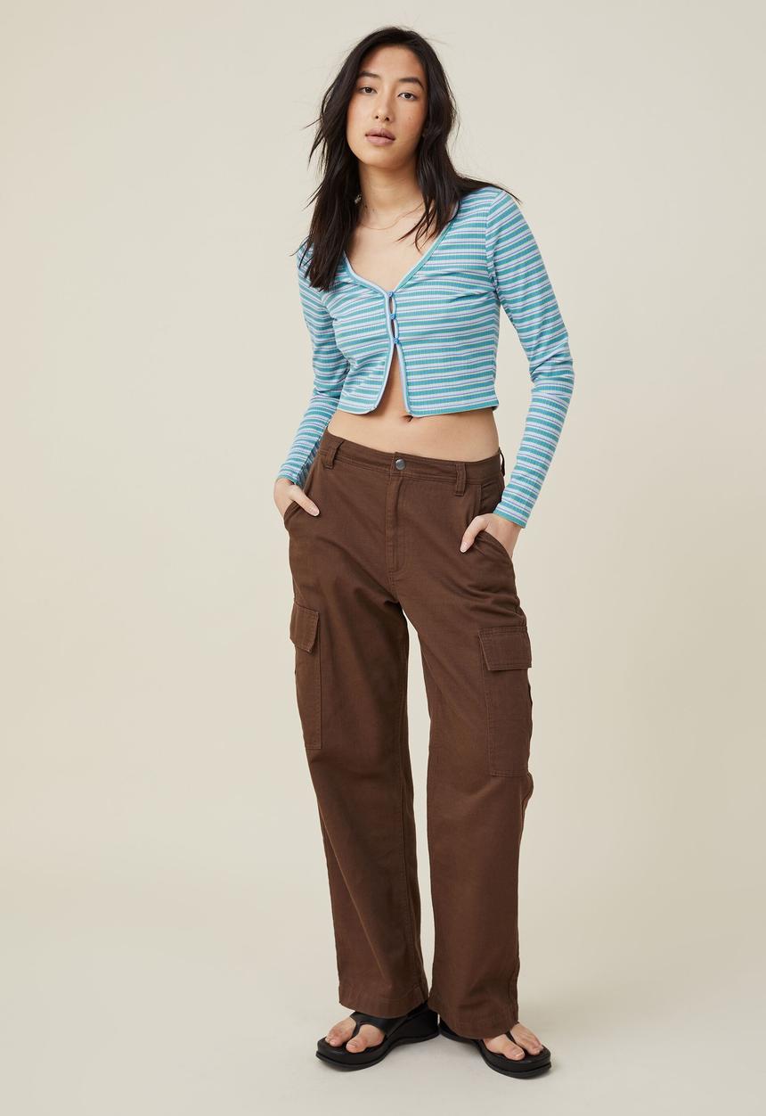 Cotton On - Tayla button up top - millie stripe brightest blue