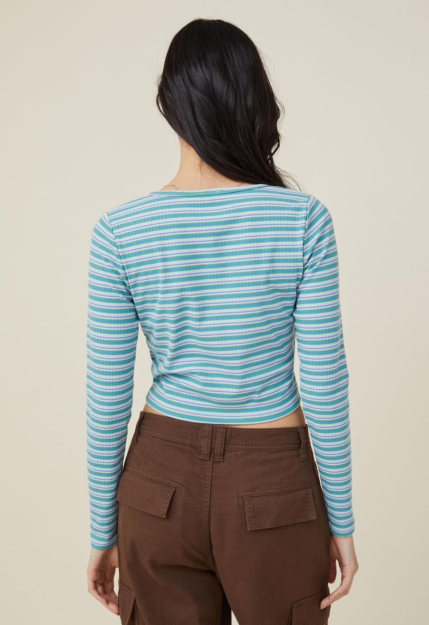 Cotton On - Tayla button up top - millie stripe brightest blue