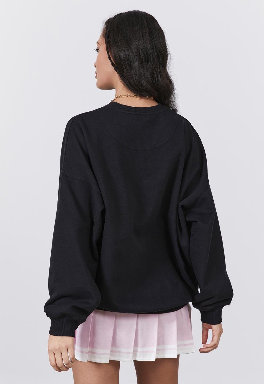 Factorie - Slouchy premium graphic crew - black/rhyme & reason