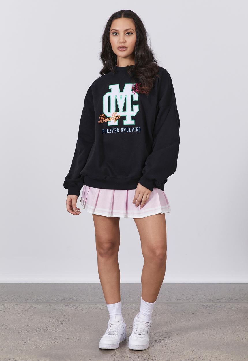 Factorie - Slouchy premium graphic crew - black/mc