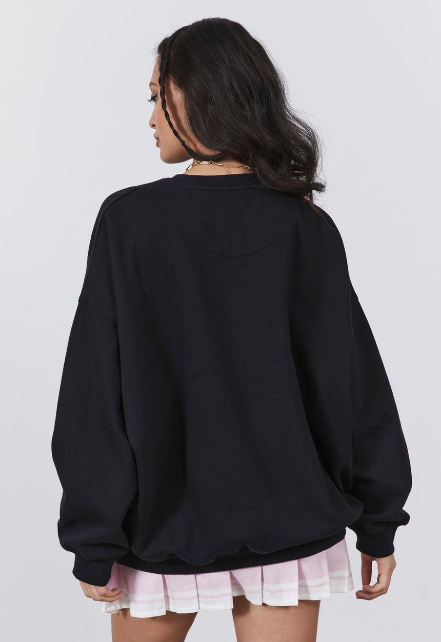 Factorie - Slouchy premium graphic crew - black/mc