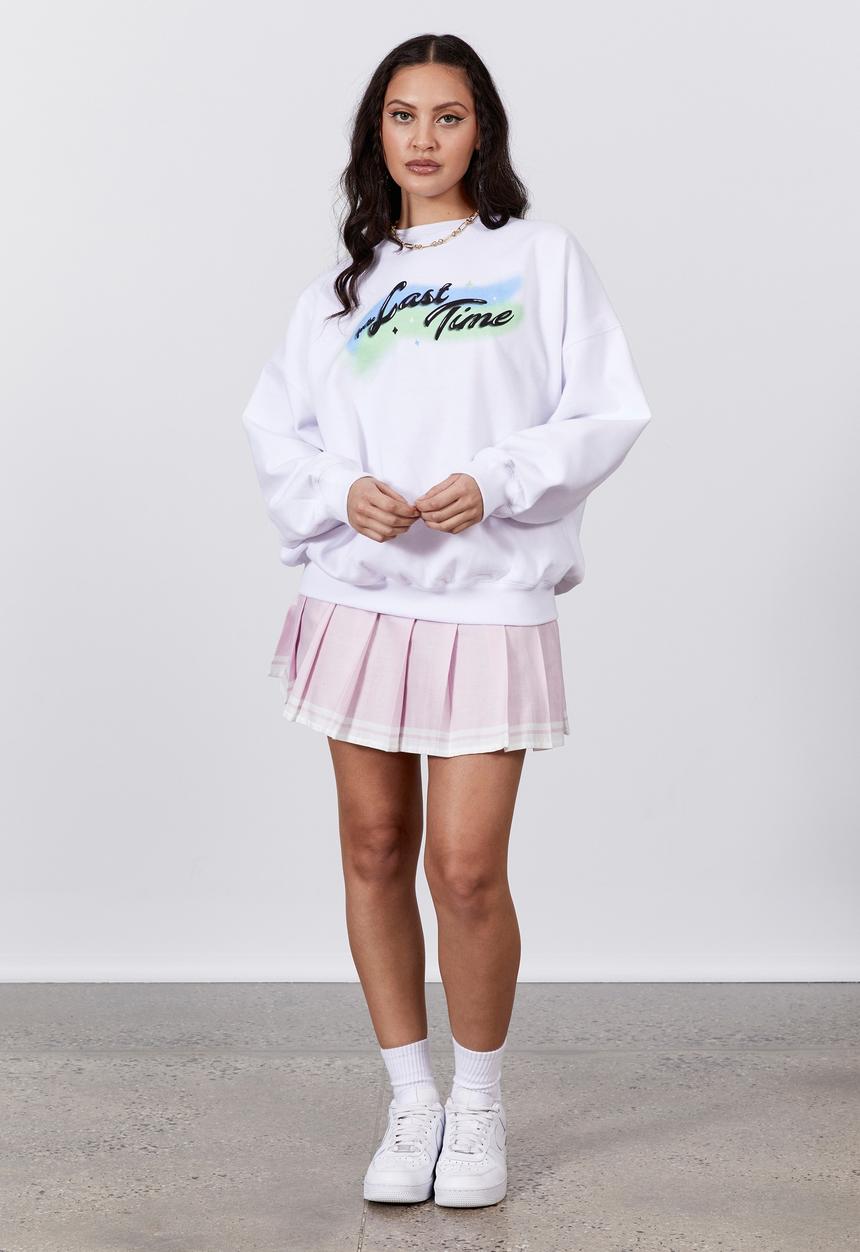 Factorie - Slouchy premium graphic crew - white/last time