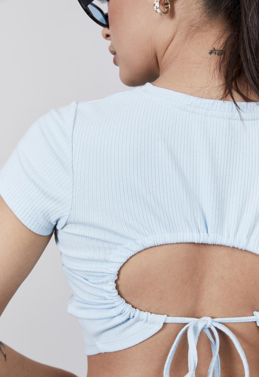 Factorie - Tie back short sleeve - paris blue