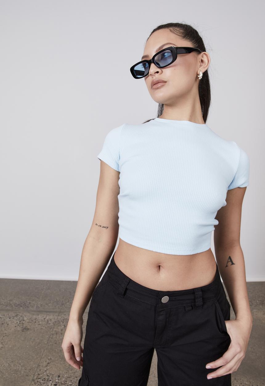 Factorie - Tie back short sleeve - paris blue