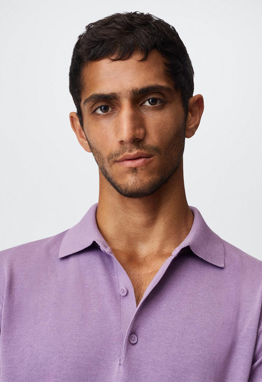 MANGO - Arraona cotton knit golfer - purple