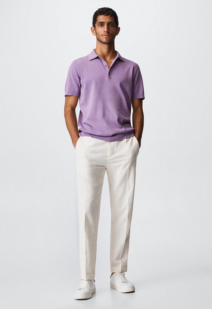 MANGO - Arraona cotton knit golfer - purple