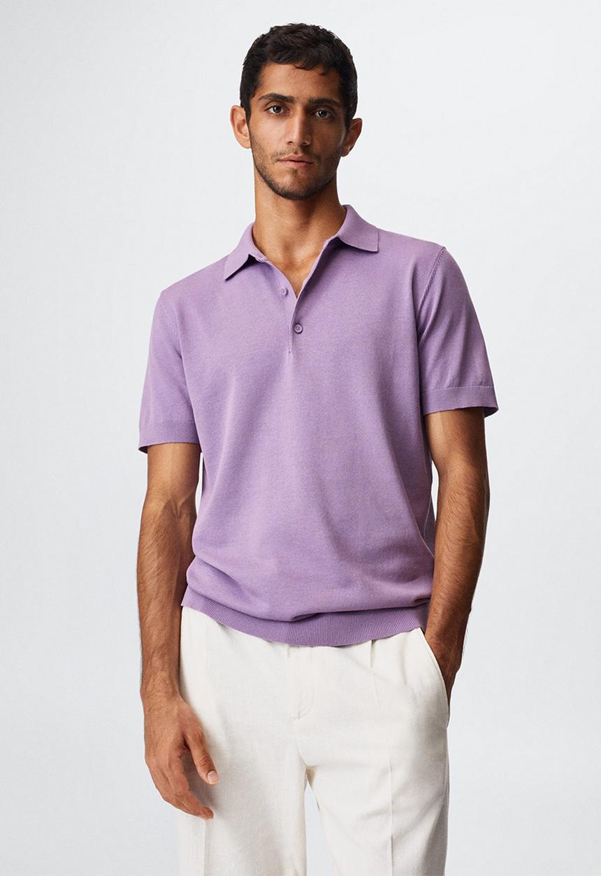 MANGO - Arraona cotton knit golfer - purple