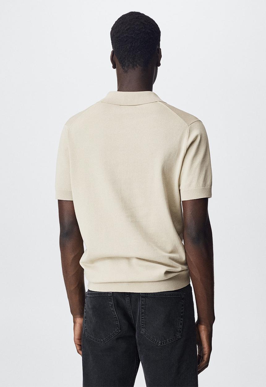 MANGO - Arraona cotton knit golfer - stone