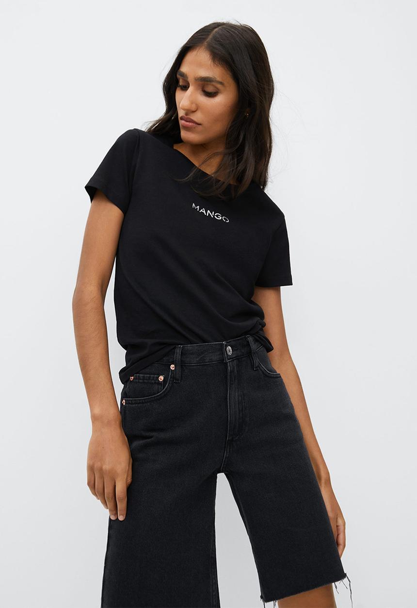MANGO - T-shirt ps mango - black