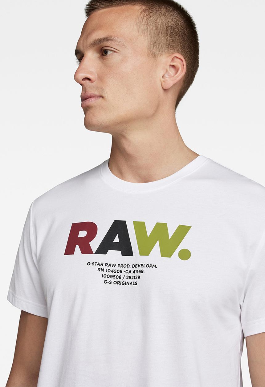 G-STAR - Multi colored raw T-shirt - white