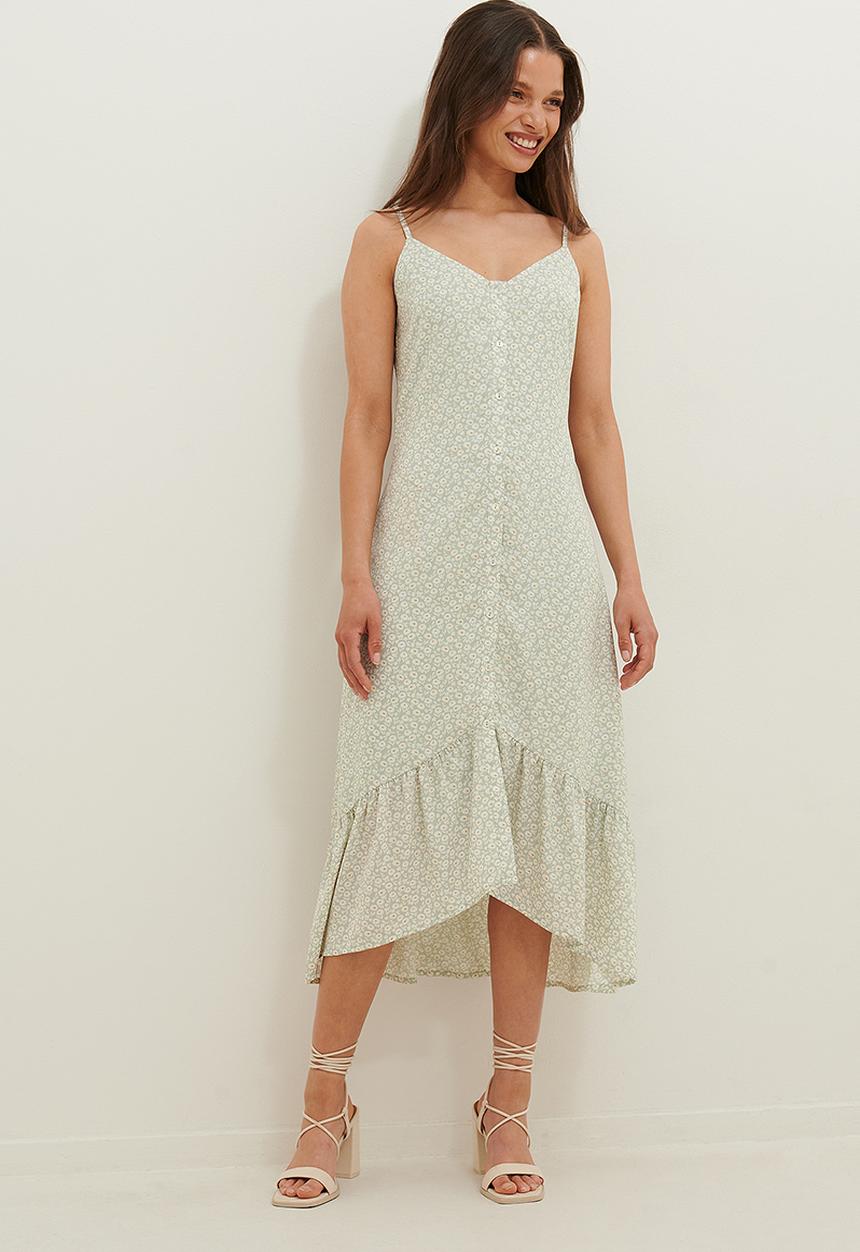 NA-KD - Button up midi dress - green 
