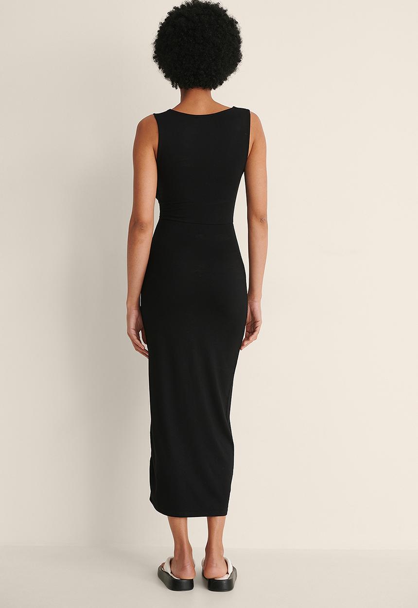 NA-KD - Knot detail mid dress - black