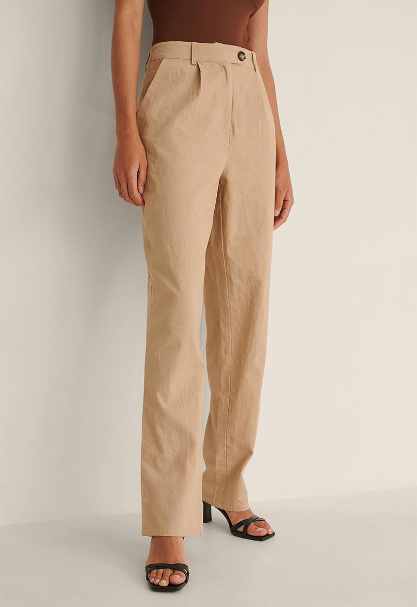NA-KD - Linen-blend suit pants - taupe