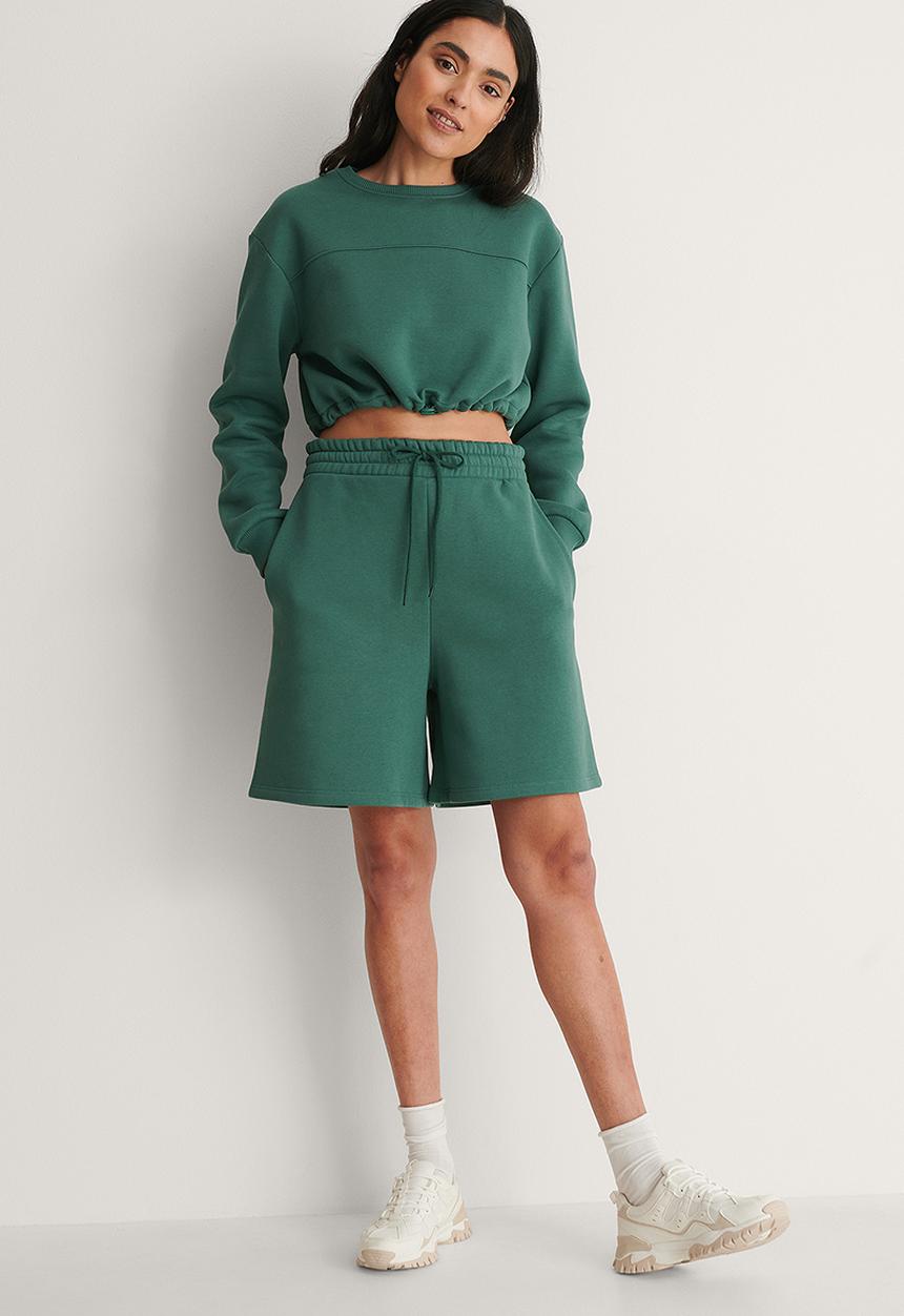 NA-KD - Organic brushed sweat shorts - green