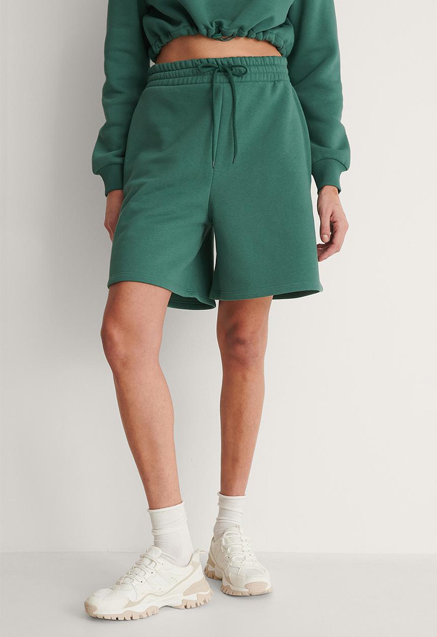 NA-KD - Organic brushed sweat shorts - green