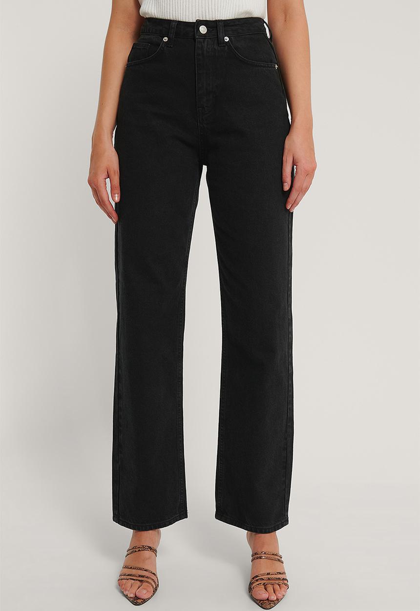NA-KD - Wide leg high waisted denim - black