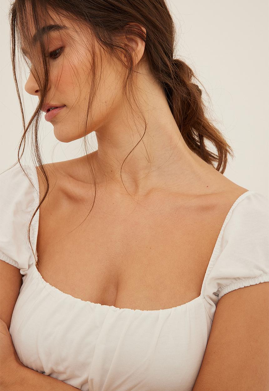 NA-KD - Recycled ruched detail top - white