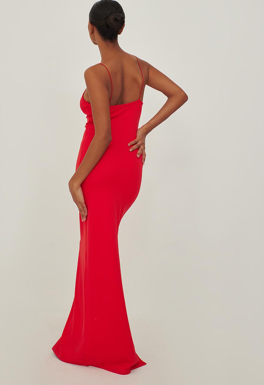 NA-KD - Spaghetti strap midi dress - red