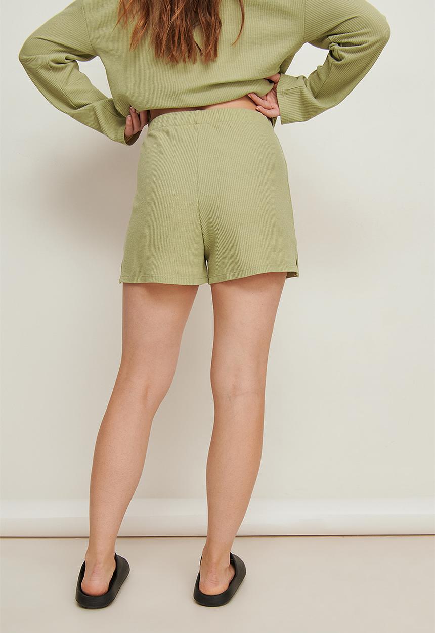 NA-KD - Waffle mini shorts - light green