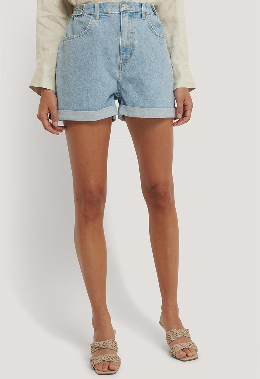 NA-KD - Baggy denim shorts - light blue