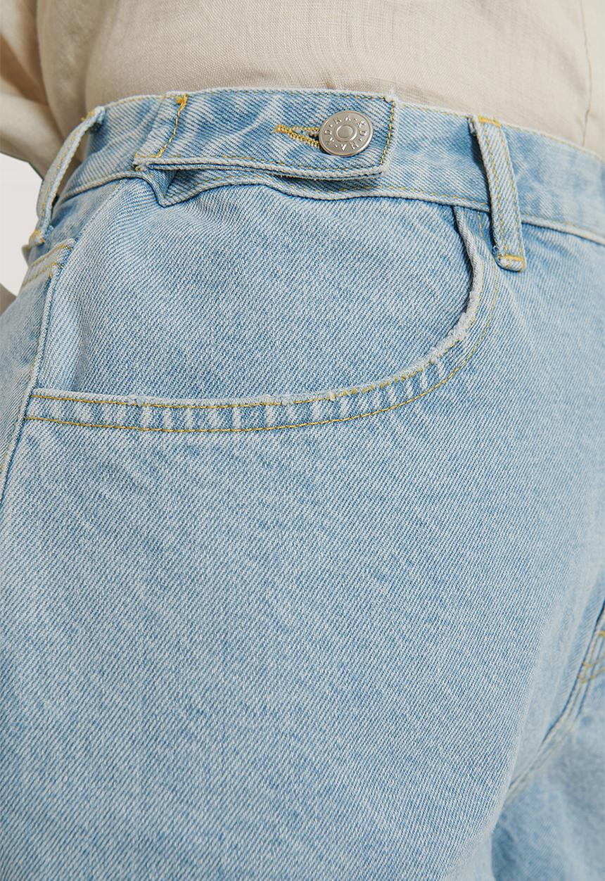 NA-KD - Baggy denim shorts - light blue