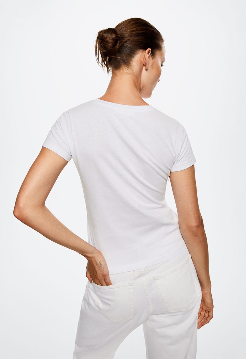 MANGO - T-shirt pst logo - white