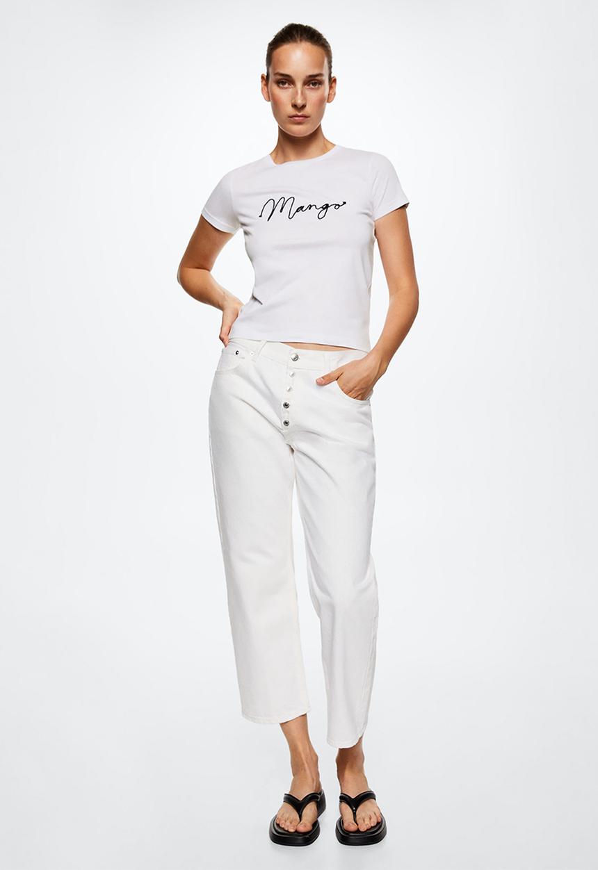 MANGO - T-shirt pst logo - white