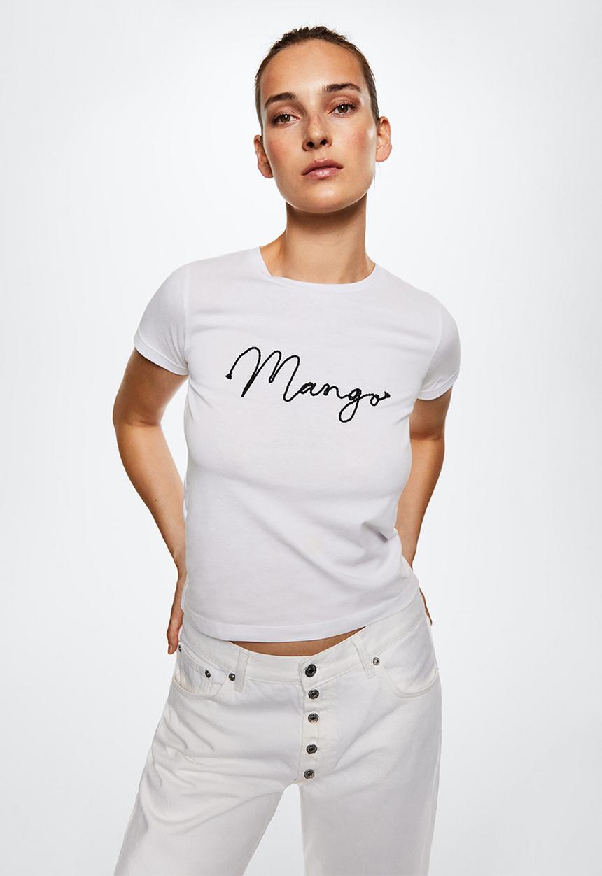 MANGO - T-shirt pst logo - white