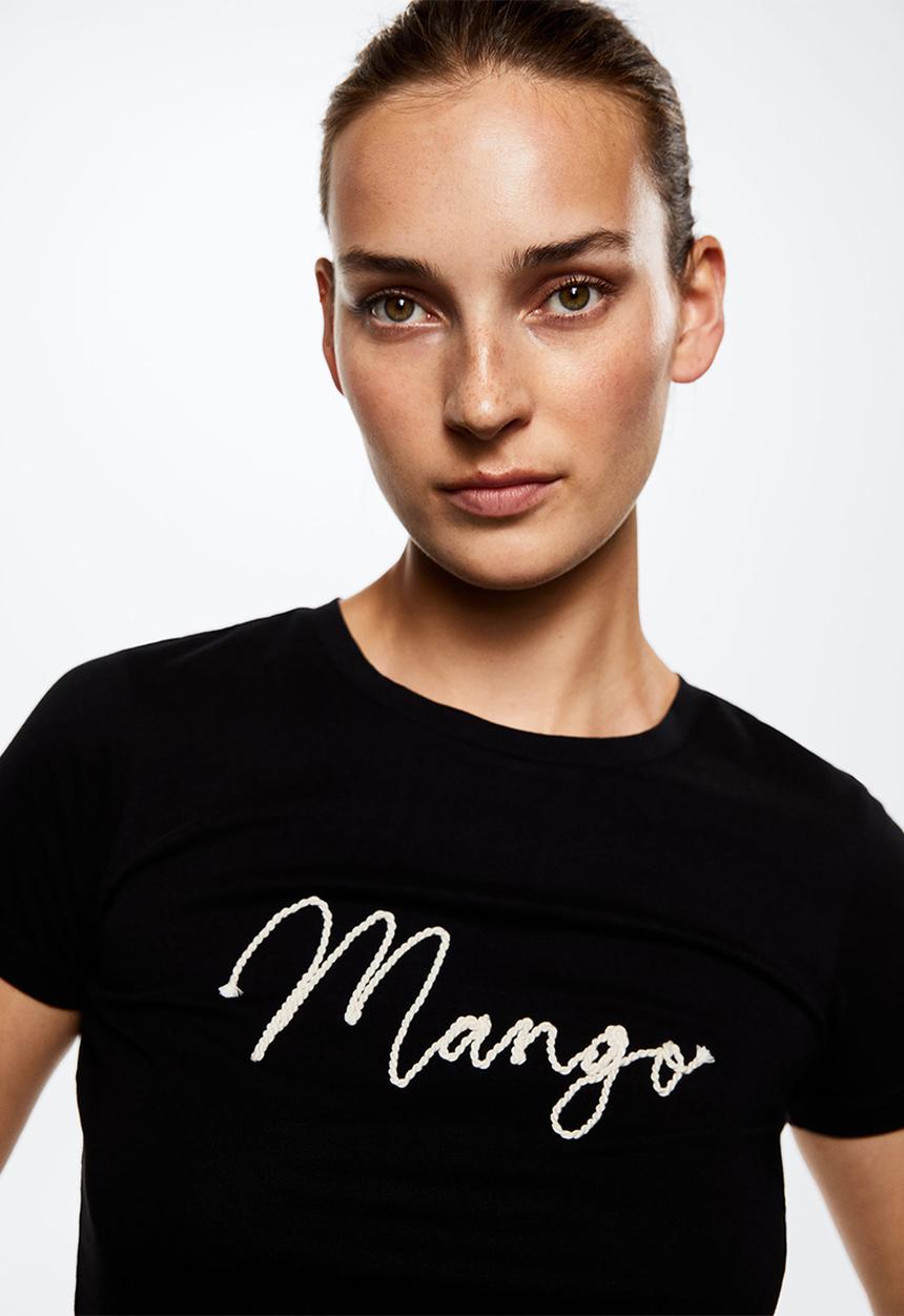 MANGO - T-shirt pst logo - black