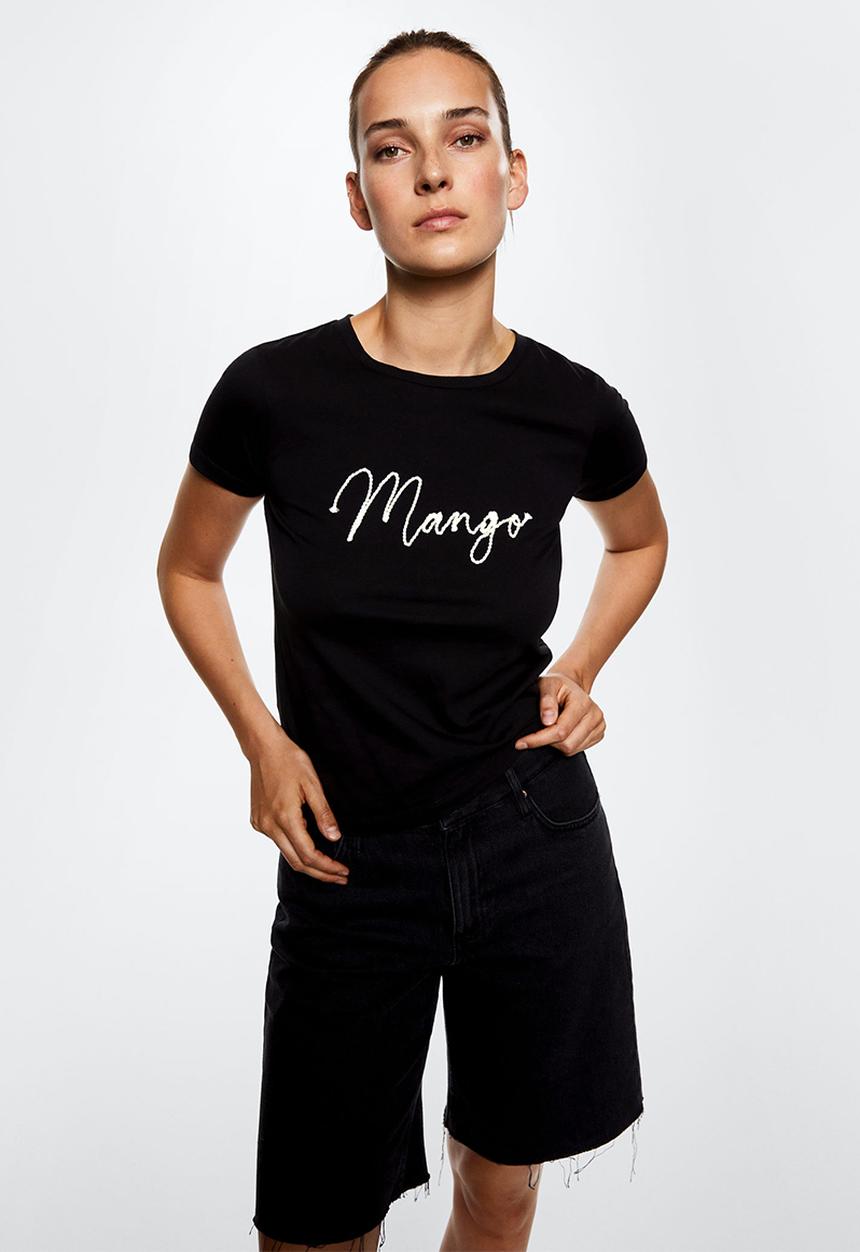 MANGO - T-shirt pst logo - black