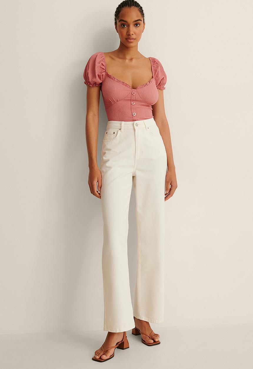 NA-KD - Cup detail crepe top - dusty pink