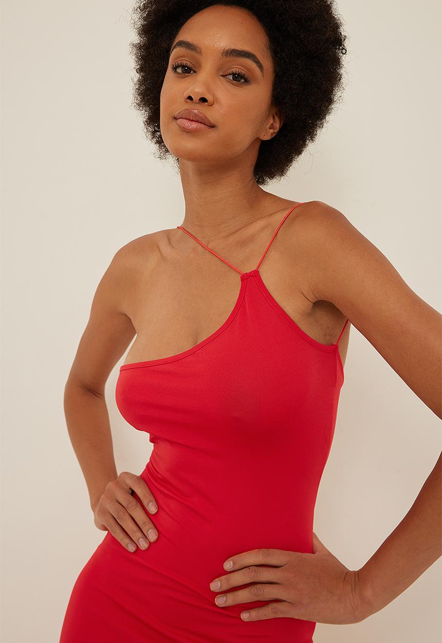 NA-KD - Deep back strap mini dress - red