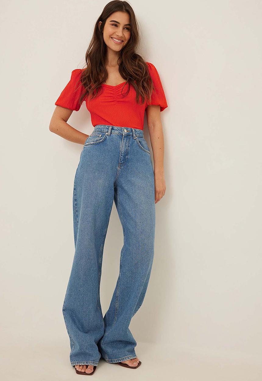 NA-KD - Heart neckline top - spicy red
